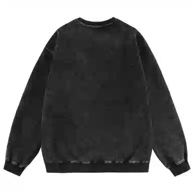 三体 字母印花宽松休闲做旧复古圆领套头卫衣 男女同款