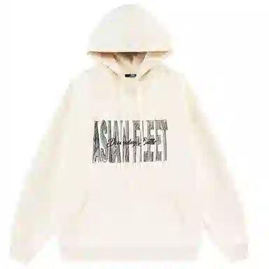 三体 美式复古字母印花宽松休闲连帽卫衣 男女同款