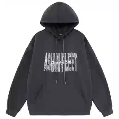 三体 美式复古字母印花宽松休闲连帽卫衣 男女同款