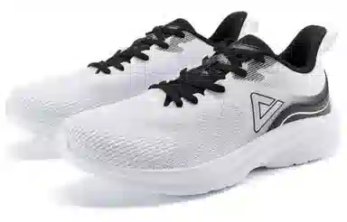 匹克 织物合成革 舒适 防滑耐磨透气 低帮 跑步鞋 男款 白黑