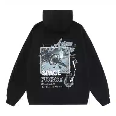 三体 美式复古字母印花宽松休闲连帽卫衣 男女同款