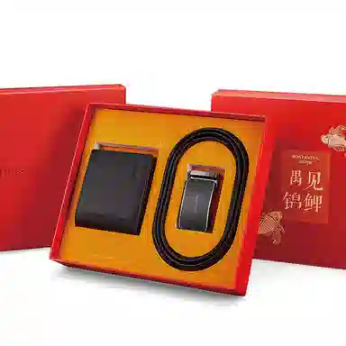波斯丹顿钱包皮带礼盒套装男士腰带头层牛皮裤带黑色钱包皮带组合