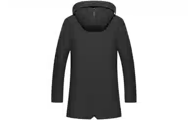 恒源祥 纯色中长款加厚保暖防寒连帽棉服 男款