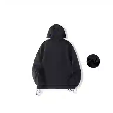 我是大卫 纯色美式机能连帽宽松夹克外套 男女同款 黑色