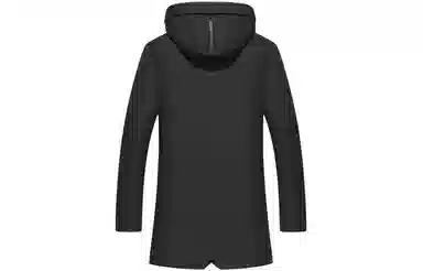 恒源祥 纯色中长款加厚保暖防寒连帽棉服 男款