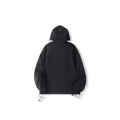 我是大卫 纯色美式机能连帽宽松夹克外套 男女同款 黑色