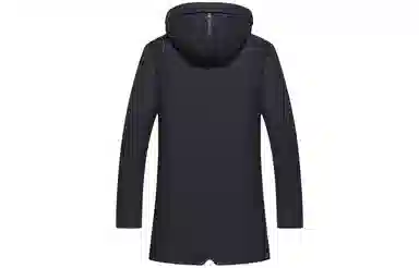 恒源祥 纯色中长款加厚保暖防寒连帽棉服 男款