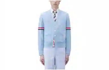 THOM BROWNE Wool Relaxed V-Neck Armband Cardigan V