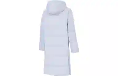 李宁 纯色连帽长款羽绒服 女款 浅光蓝
