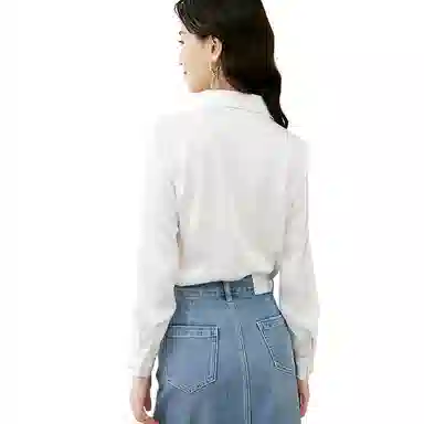 晚白 翻领减龄职业通勤衬衫 女款