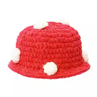 白卷 秋冬保暖防寒卡通蘑菇粗线 腈纶 针织绒线帽 男女同款情侣款