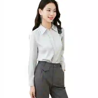 晚白 翻领减龄职业通勤衬衫 女款