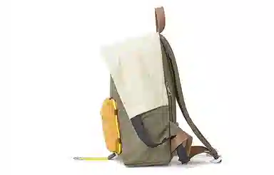 音魅 帽子美式复古大学生小众旅行包 背包双肩包 大容量 织物 女款 大号 米白/绿色