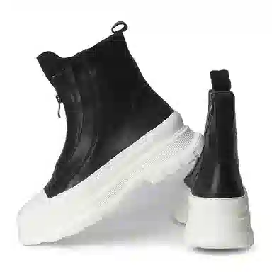 泰点 休闲厚底增高中跟 短靴 男款 黑