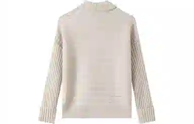 恒源祥 纯色翻领针织落肩羊绒衫 女款