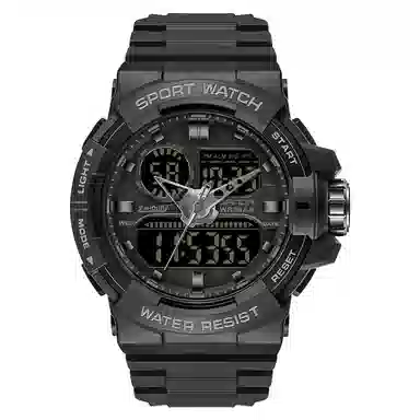 三达新款个性休闲潮流炫酷手表户外运动防水男士电子表多功能腕表国表黑色表盘电子+石英机芯男款