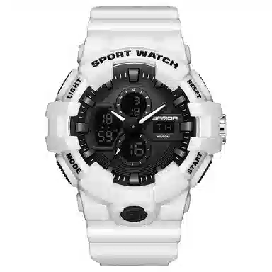 三达新款电子表双显多功能时尚潮流创意户外防水黑色表盘男士腕表国表电子+石英机芯