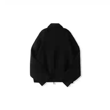 我是大卫 纯色简约翻领双拉链设计休闲夹克外套 男女同款 黑色