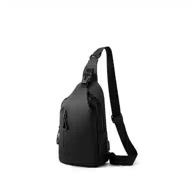 泰克森 拉链开合大容量 涤纶 胸包 常规 男女同款情侣款 黑色/灰色