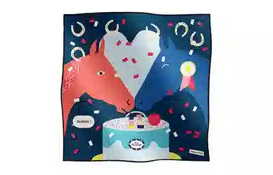 Hermes Pony Pattern Scarf Blue