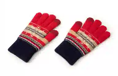 白卷 百搭保暖冬季针织雪花触屏骑车 手套 男女同款情侣款