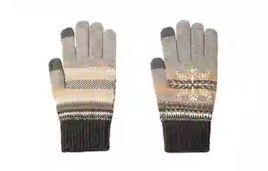 白卷 百搭保暖冬季针织雪花触屏骑车 手套 男女同款情侣款