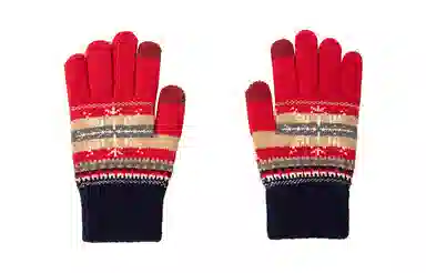 白卷 百搭保暖冬季针织雪花触屏骑车 手套 男女同款情侣款