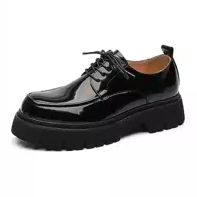 卡奇奥蒂 超纤皮 厚底增高时尚亮面简约商务德比 休闲鞋 男款 黑色