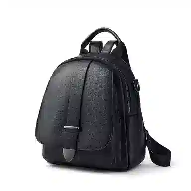 红蜻蜓 休闲大容量 牛皮 书包背包双肩包 中号 女款 黑色