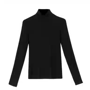 晚白 修身立领长袖休闲打底针织衫 女款 黑色