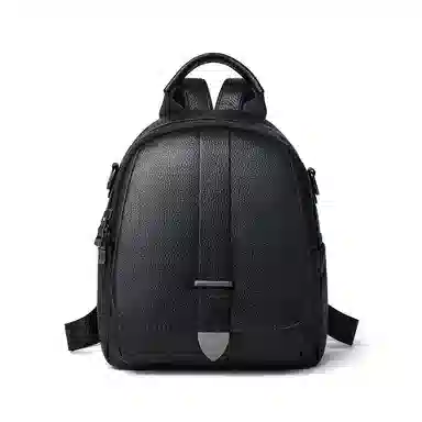 红蜻蜓 休闲大容量 牛皮 书包背包双肩包 中号 女款 黑色