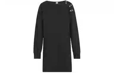 美洋 纯色简约针织长袖连衣裙 女款 碳灰