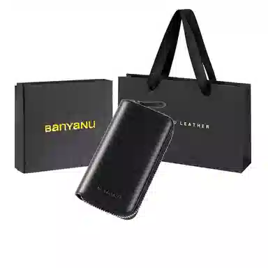 班亚奴 时尚真皮腰挂大容量多功能汽车收纳 牛皮 钱包卡包钥匙包 常规 男女同款情侣款 黑色/咖啡色/卡其色/酒红色/蓝色/杏黄色