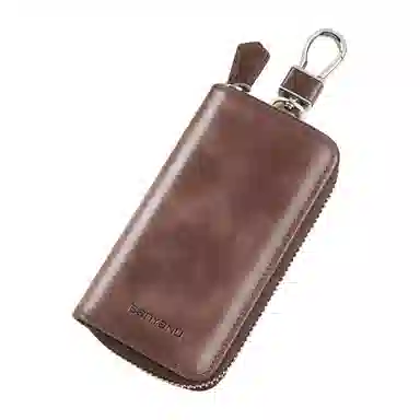 班亚奴 时尚真皮腰挂大容量多功能汽车收纳 牛皮 钱包卡包钥匙包 常规 男女同款情侣款 黑色/咖啡色/卡其色/酒红色/蓝色/杏黄色