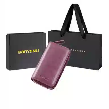 班亚奴 时尚真皮腰挂大容量多功能汽车收纳 牛皮 钱包卡包钥匙包 常规 男女同款情侣款 黑色/咖啡色/卡其色/酒红色/蓝色/杏黄色