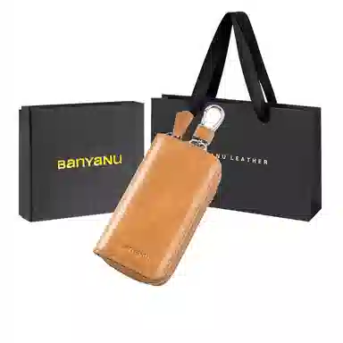 班亚奴 时尚真皮腰挂大容量多功能汽车收纳 牛皮 钱包卡包钥匙包 常规 男女同款情侣款 黑色/咖啡色/卡其色/酒红色/蓝色/杏黄色