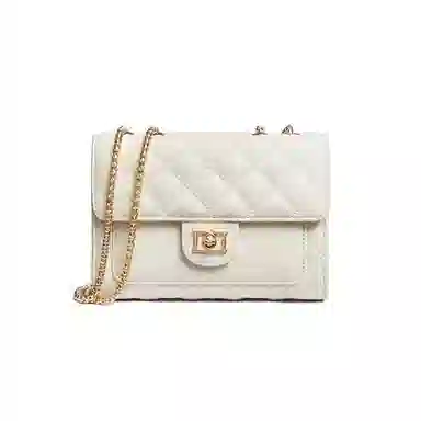 红蜻蜓 经典复古潮流时尚小众简约高级感通勤百搭菱格大容量 牛皮真皮 链条小方包斜挎单肩包 常规 女款 黑色/白色