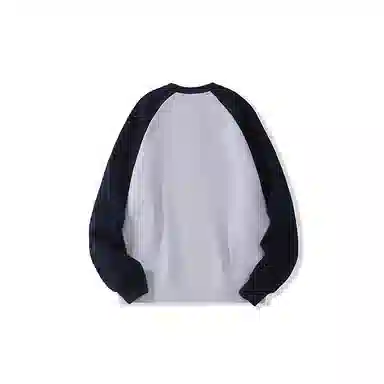 我是大卫 拼接撞色圆领套头长袖卫衣 男女同款 白灰色