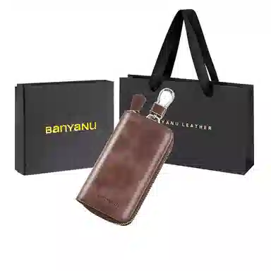 班亚奴 时尚真皮腰挂大容量多功能汽车收纳 牛皮 钱包卡包钥匙包 常规 男女同款情侣款 黑色/咖啡色/卡其色/酒红色/蓝色/杏黄色