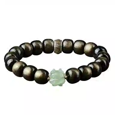 易明居 十二生肖文玩佛珠 黑曜石 玉石手串 男女同款情侣款