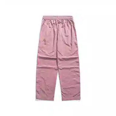 美式侧条纹织带褶皱宽松直筒运动降落伞兵休闲裤 男女同款