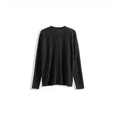 我是大卫 美式复古纯色缕空设计圆领单排扣长袖针织衫 男女同款