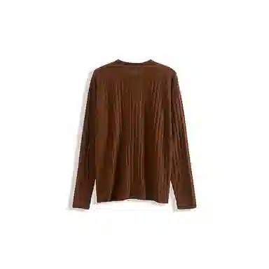 我是大卫 美式复古纯色缕空设计圆领单排扣长袖针织衫 男女同款