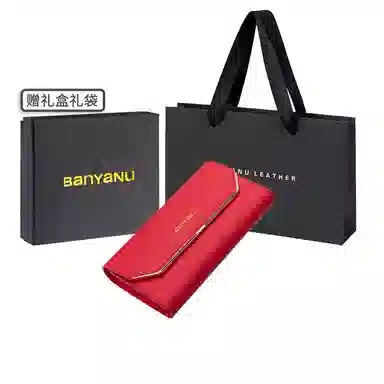 班亚奴 实用防盗刷时尚 多功能 牛皮 卡包钱包 女款 黑色/红色/粉色/玫红色/紫色/蓝色/金色/酒红色
