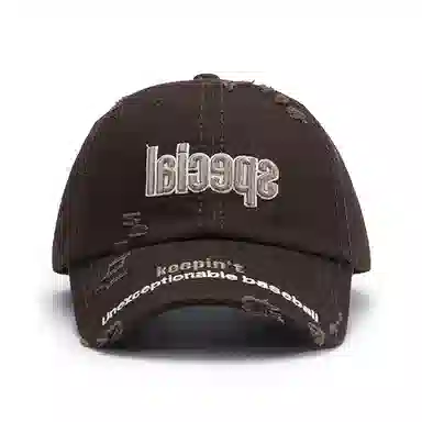 白卷 户外休闲软顶宽檐破洞字母刺绣 棉 棒球帽 男女同款情侣款