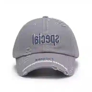 白卷 户外休闲软顶宽檐破洞字母刺绣 棉 棒球帽 男女同款情侣款