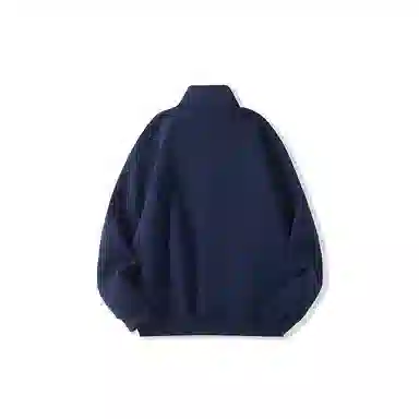 我是大卫 纯色立领双开拉链宽松休闲卫衣 男女同款 深蓝色