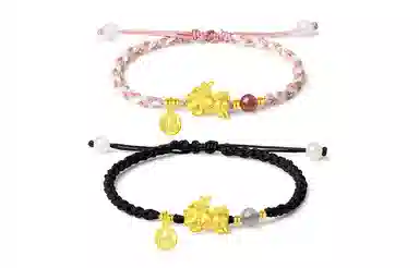 银千惠 貔貅编织手绳 新中式招财貔貅转运珠甜蜜一对国潮风吞金兽本命年红绳平安福字牌手饰 玛瑙 手链 男女同款情侣款 礼盒装