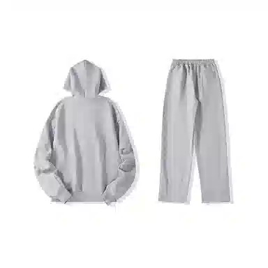 我是大卫 纯色韩版系扣宽松休闲卫衣套装 男女同款