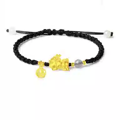 银千惠 貔貅编织手绳 新中式招财貔貅转运珠甜蜜一对国潮风吞金兽本命年红绳平安福字牌手饰 玛瑙 手链 男女同款情侣款 礼盒装